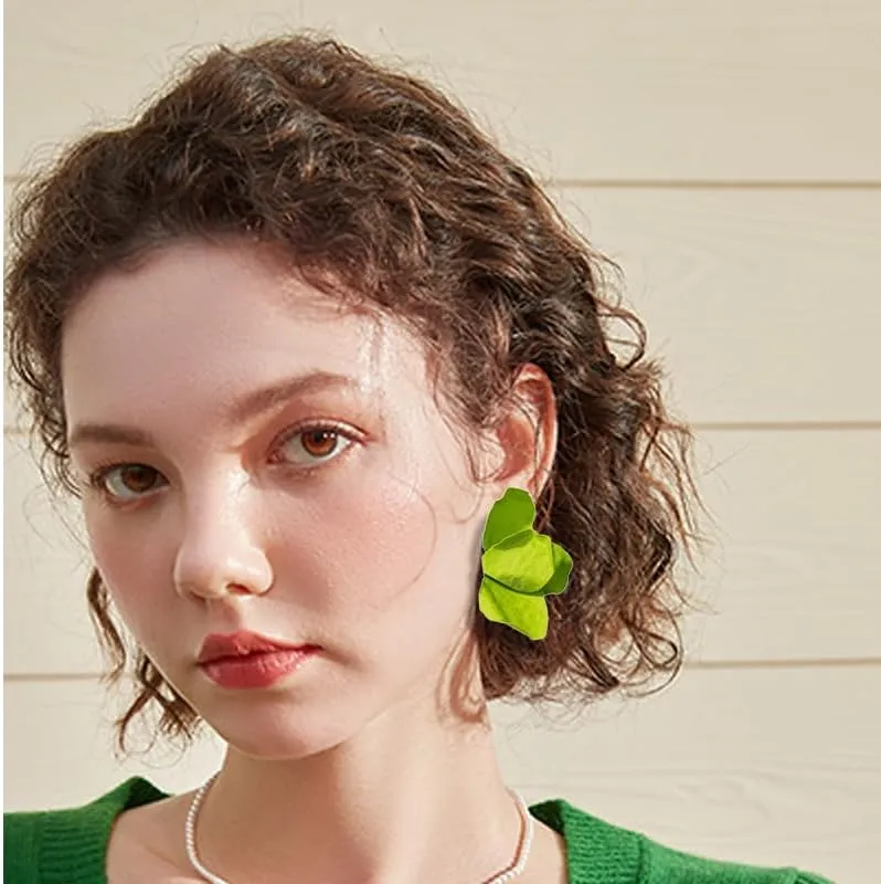 coadipress Bohemian Flower Petal Earring for Women Large Metal Flower Drop Earrings Unique Irregular Petal Earring Statement Summer Refreshing Seaside Idyllic Holiday Earrings Boho Tropical Wedding Jewelry