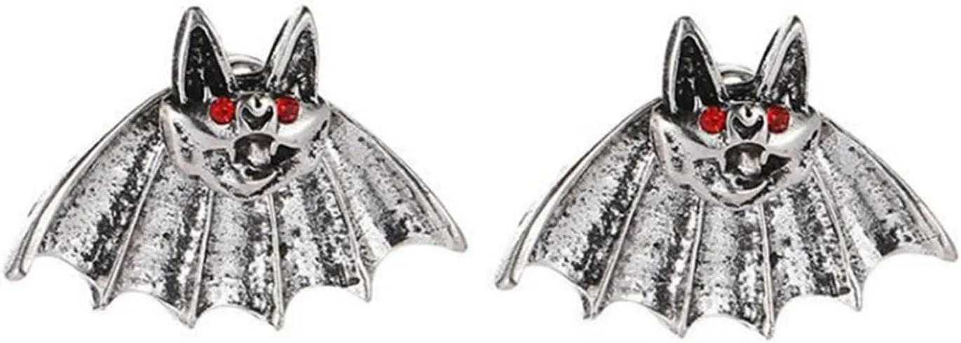 coadipress Halloween Bat Stud Earrings for Women Fashion Delicate Gothic Black Bat Love Heart Crystal Stud Earrings Halloween Costumes Decorations Jewelry Gifts