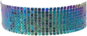 COLORFUL BLING Punk Wide Mesh Metal Sequins Choker Necklace Multicolor Shiny Thick Rhinestone Short Collar Choker for Women Prom Party Costume Jewelry