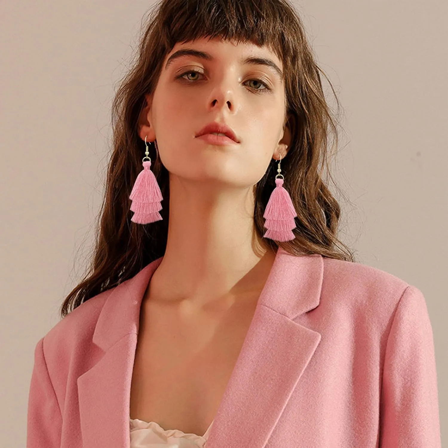 Colorful Tassel Earrings Layered Tassel Earrings Bohemian Dangle Drop Earrings for Women Girls Fashion Jewelry Valentine Birthday Party Gift