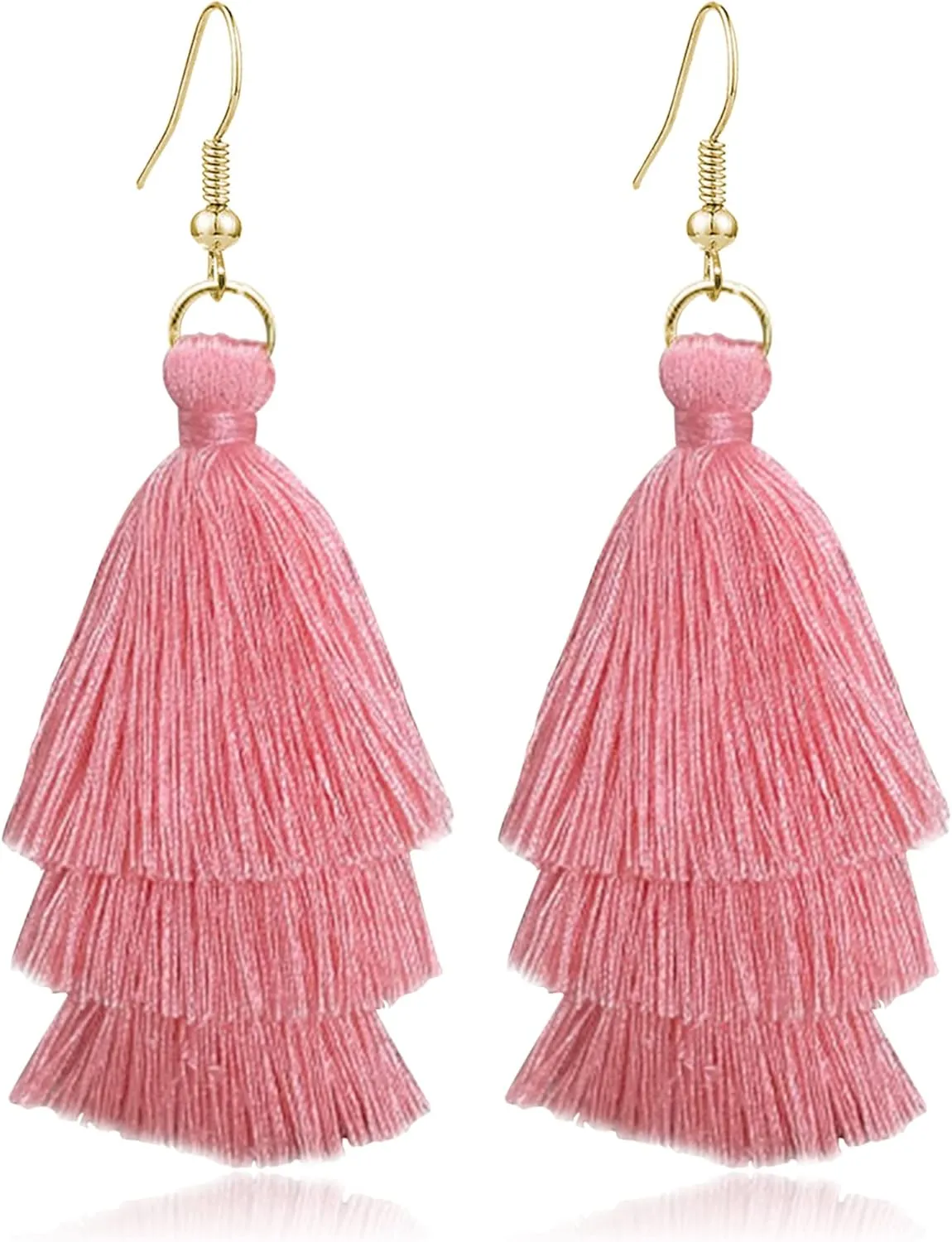 Colorful Tassel Earrings Layered Tassel Earrings Bohemian Dangle Drop Earrings for Women Girls Fashion Jewelry Valentine Birthday Party Gift