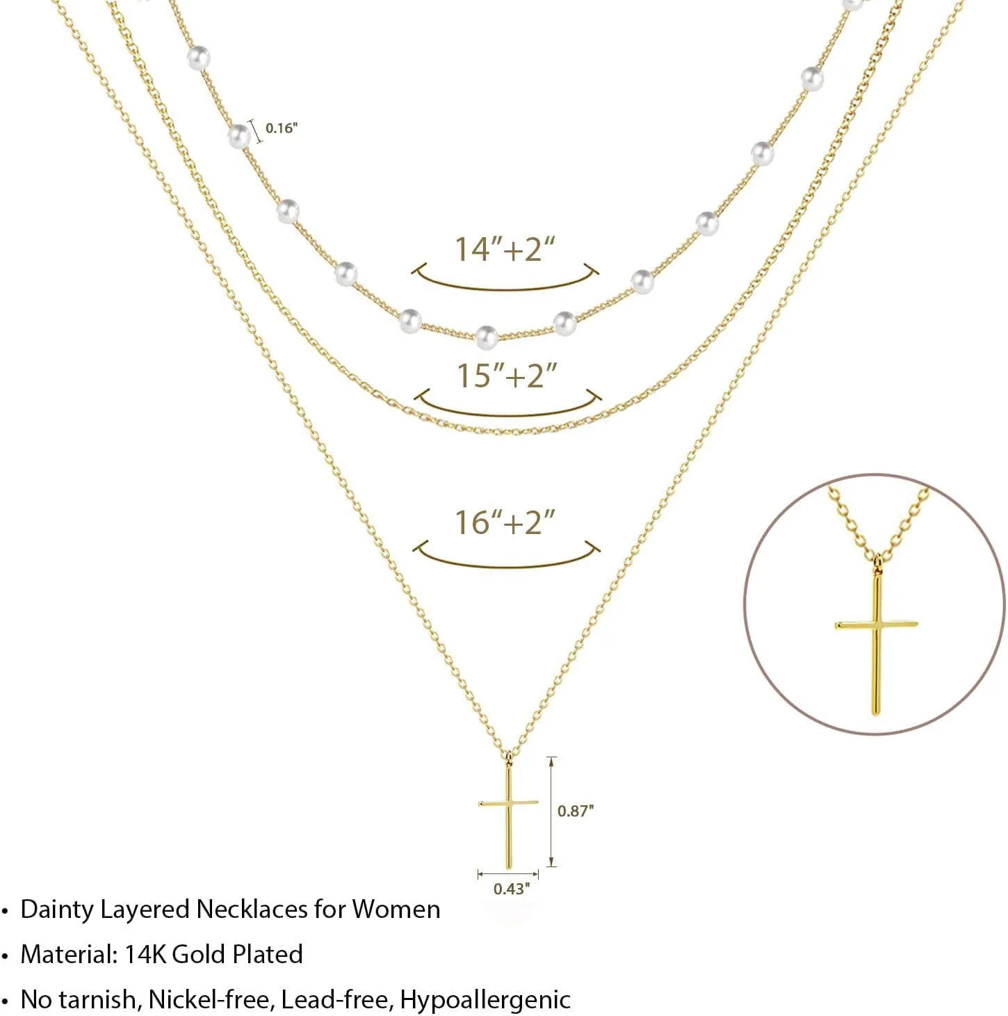Cross Necklace for Women Dainty 14K Gold Silver Plated Small Cross Pendant Choker Simple Cute Cross Gold Necklace for Women Trendy Faith Jewelry Gift