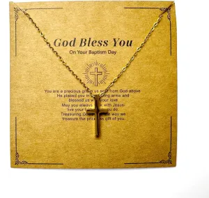 Cross Necklace for Women, Dainty 18K Gold plated Small Cross Pendant Necklace Simple Gold Cross Necklaces Gold Jewelry for Women Gift