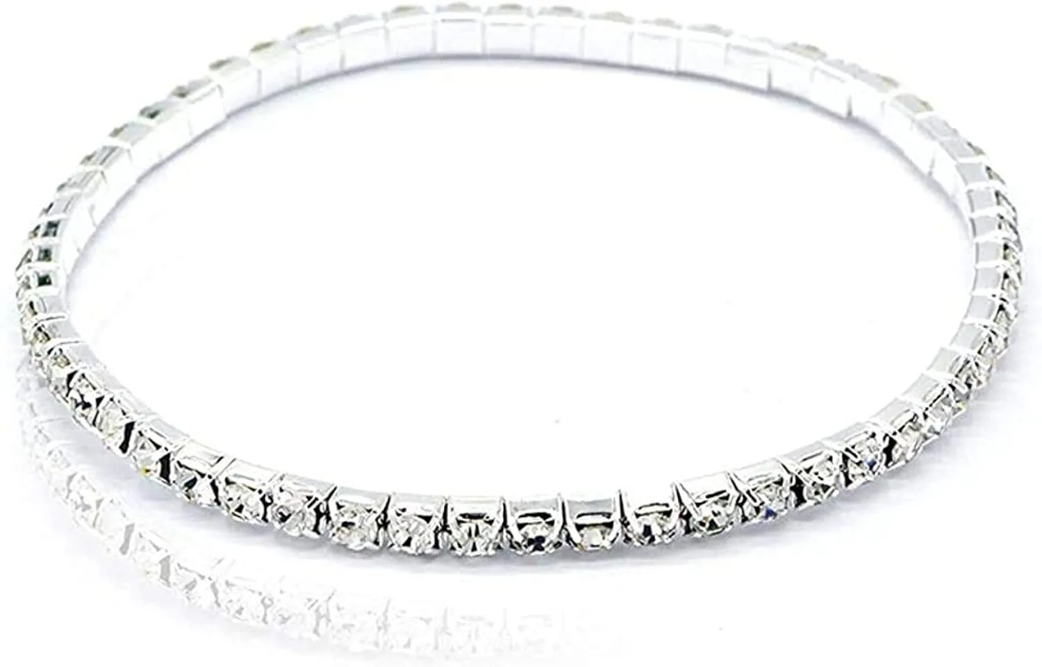 Crystal Anklet Sexy Rhinestone Stretch Anklets Tennis Ankle Elastic Bracelets for Women-1 Row
