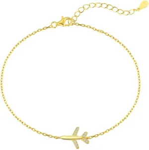 Cubic Zirconia Airplane Bracelet for Women 925 Sterling Silver Fly Plane Delicate Bracelets Minimalist Adjustable Statement Hypoallergenic Chain Jewelry