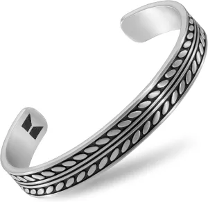 Cuff Bracelet for Men Premium Stainless Steel Mens Bangle Bracelets Silver Cuff Bracelet Waterproof & Non-Tarnish Minimal Western Bracelet