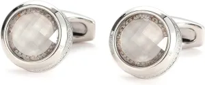 Cufflinks for Men Unique Silver Cufflinks Set Silver Plated Cubic Zirconia Round 26X16cm Jewelry Gifts for Dad Husband Business Valentines Day