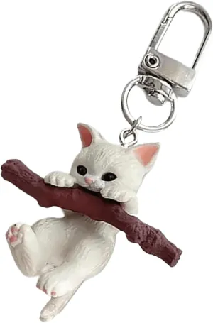 Cute Cartoon Cat Keychain Pendant - Womens Backpack Handbag Charm, Kawaii Bag Phone Decoration, Funny Kitten Trinket, Creative Couple Car Key Ring, Lovely Hanging Accessories for Girls