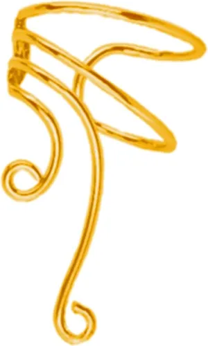 Cute, Delicate Wave Ear Cuff Non-pierced Left Earring Wrap in Gold on Sterling