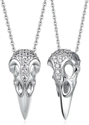 CYW Moissanite Skull Cross/Spider/Raven Necklace for Men Women, Intriguing Design, Really Authentic Solid 925 Sterling Silver with Rhodium Finish, 16"/18"/20" Adjustable, Halloween Jewelry