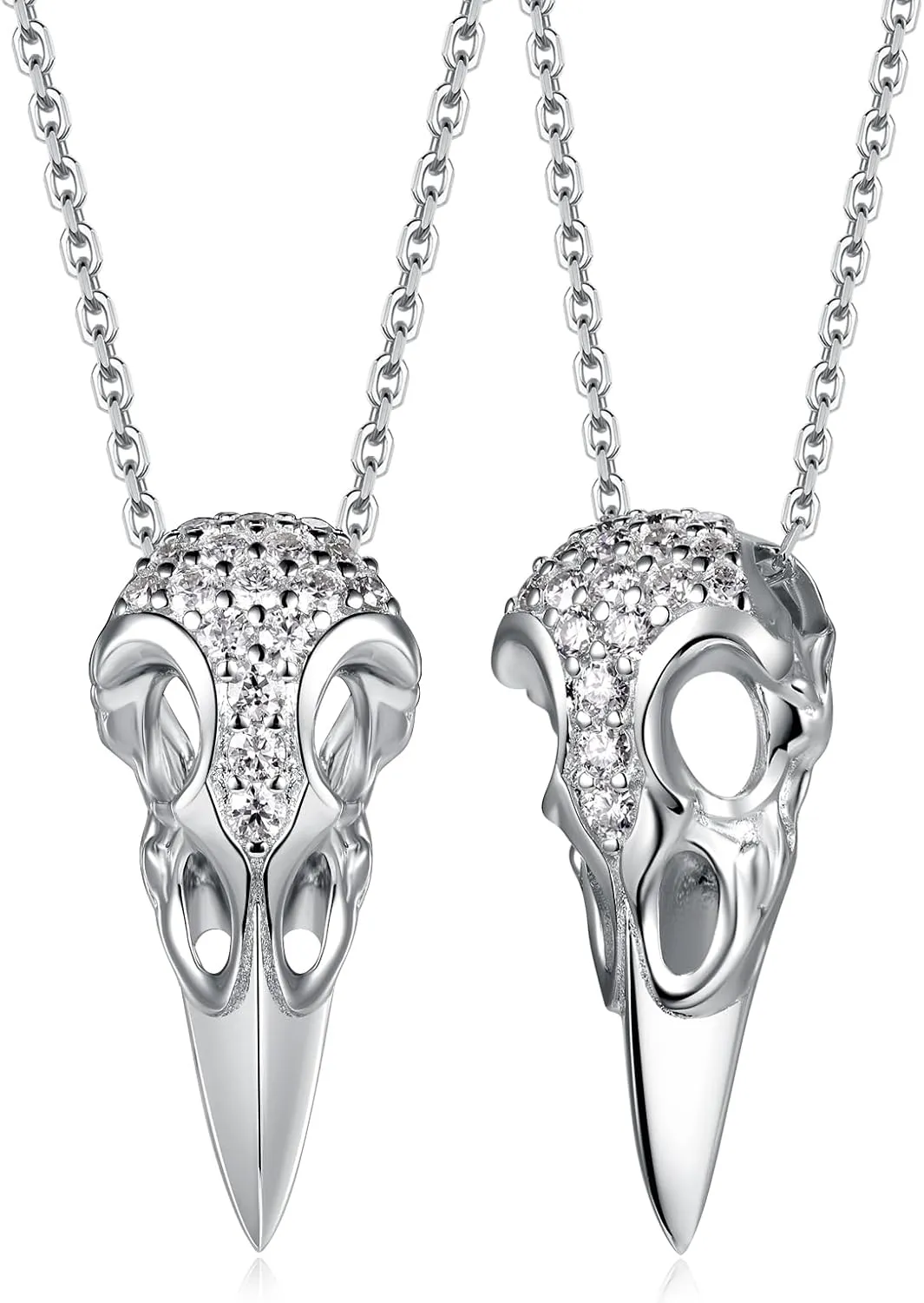CYW Moissanite Skull Cross/Spider/Raven Necklace for Men Women, Intriguing Design, Really Authentic Solid 925 Sterling Silver with Rhodium Finish, 16"/18"/20" Adjustable, Halloween Jewelry