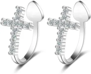 CZ Criss Cross Clip on Cuff Wrap Hoop Earrings for Women 925 Sterling Silver Non-Pierced Ears Pave Crystal Diamond Small Cartilage Crawler Sweep Earring Delicate Flat Jewelry Gift