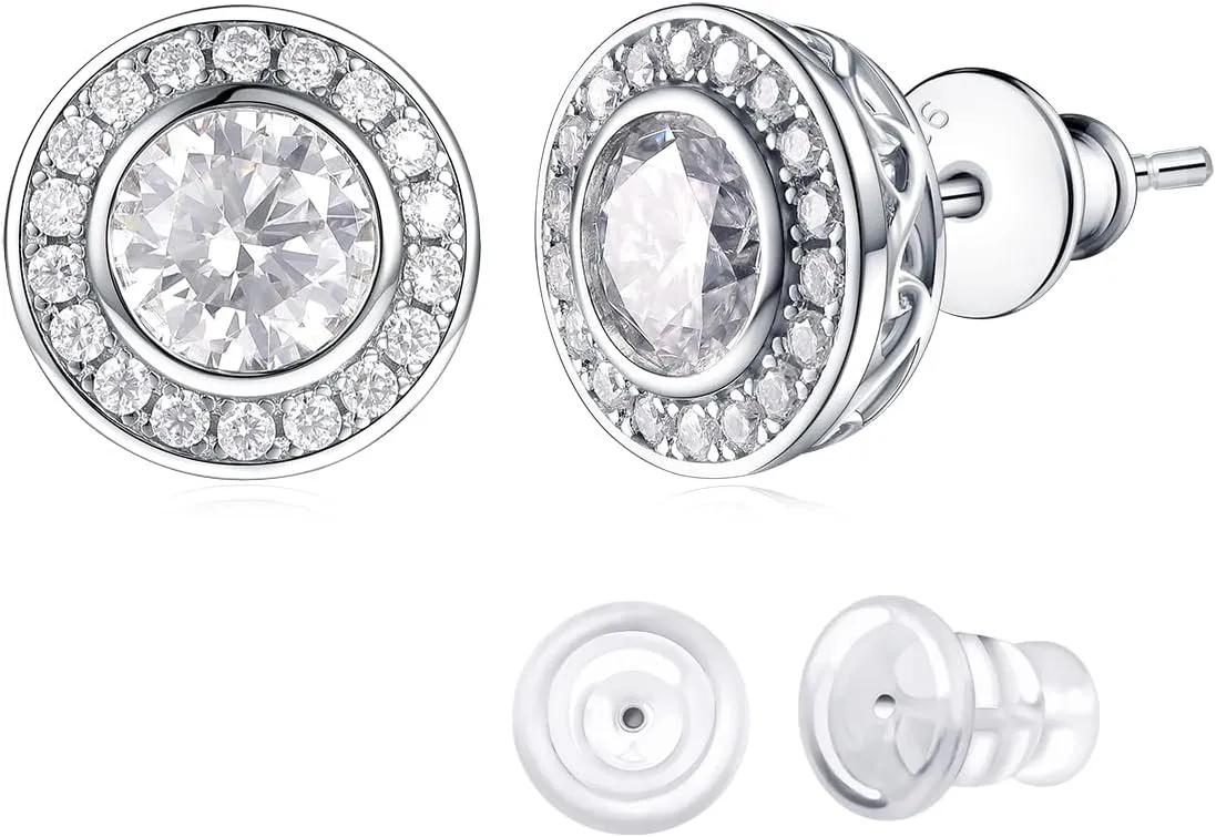 D Color VVS1 Clarity Moissanite Chunky Stud Earrings for Men Women, 0.88-2.43 Carat, Really Authentic Solid 925 Sterling Silver Hypoallergenic, Ideal Gift for Birthday Anniversary Christmas Valentines