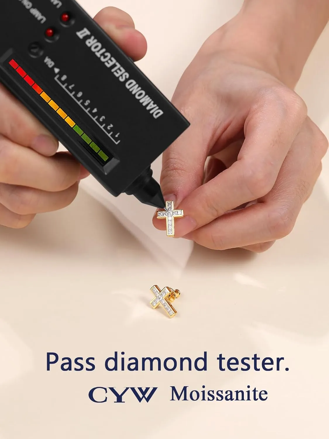 D Color VVS1 Clarity Moissanite Sparkle Cross Earrings Unisex, Really Authentic Solid 925 Sterling Silver Hypoallergenic, Birthday Anniversary Valentines Mothers Day Ideal Gift for Her