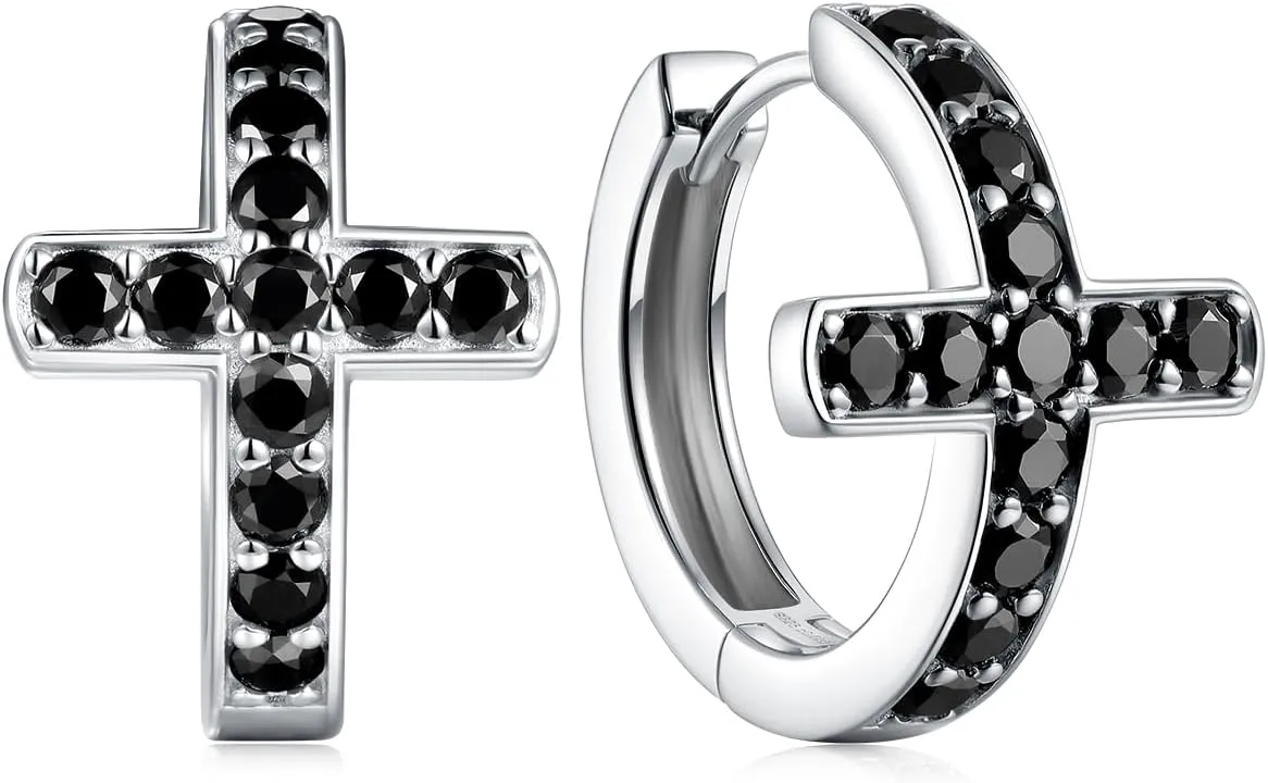 D Color VVS1 Clarity Moissanite Sparkle Cross Earrings Unisex, Really Authentic Solid 925 Sterling Silver Hypoallergenic, Birthday Anniversary Valentines Mothers Day Ideal Gift for Her