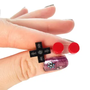 D-Pad Button Earrings, Retro Video Game Controller Button Stud Earrings, Vintage Gamer Girl Gift, Mismatch Earrings