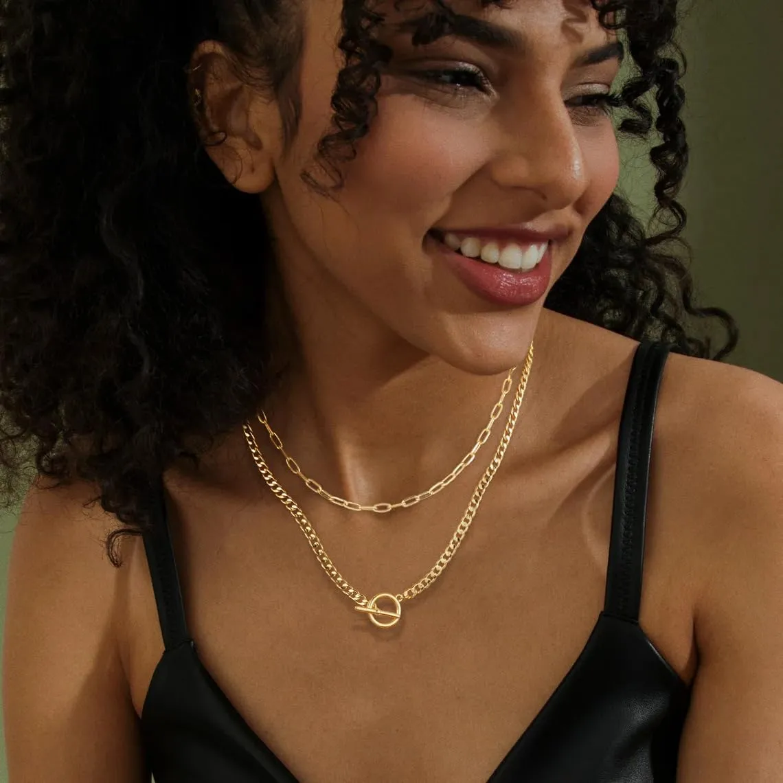 Dainty Gold/Silver Layered Pendant Necklaces Snake Chain, Twisted Rope, Herringbone, Trendy Layering Chain Necklace for Women Jewelry Gifts