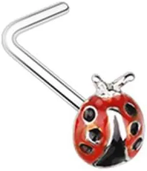 Dainty Ladybug L-Shape Nose Ring
