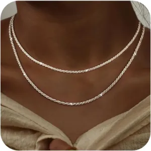 Dainty Layered Choker Necklaces Gold Silver Stacking Layering Pearl Cross Adjustable Multilayer Bar Disc Pendant Necklace for Women Dot Chain Jewelry