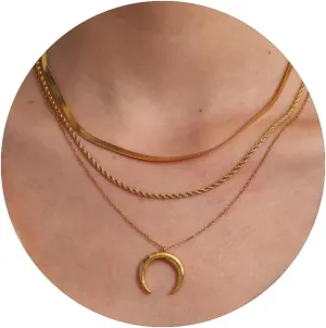 Dainty Layered Necklace for Women,14k Gold Plated Stackable Choker Necklace Handmade Paper Clip Moon Trendy Layering Circle Pendant Chain Necklace Set Jewelry for Women