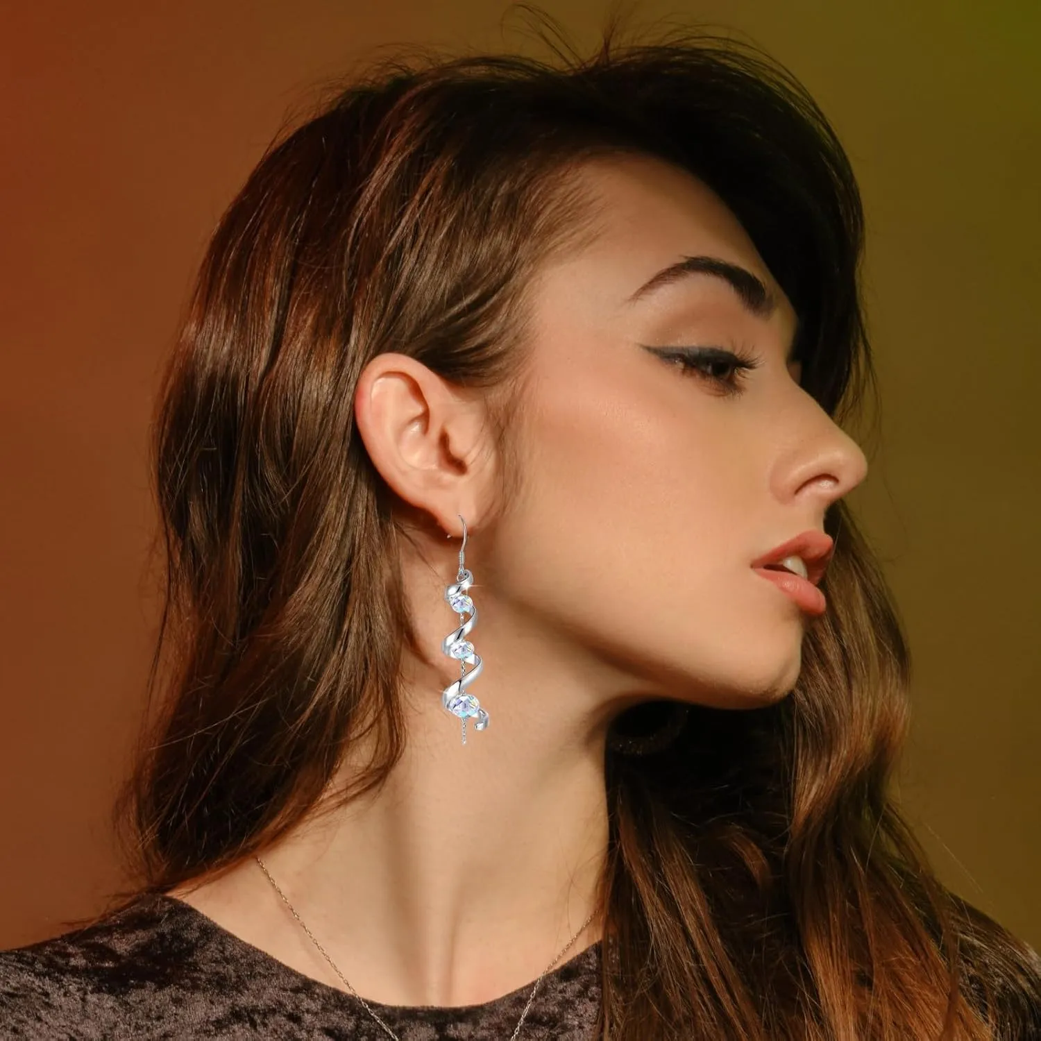 Dangle Earrings for Women 925 Sterling Silver Post,Crystal Dangly Earrings with Zirconia Stones,Long Sparkly Dangling Earrings, Hypoallergenic Jewelry Gift for Her