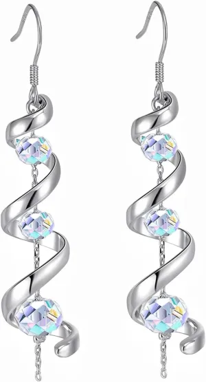 Dangle Earrings for Women 925 Sterling Silver Post,Crystal Dangly Earrings with Zirconia Stones,Long Sparkly Dangling Earrings, Hypoallergenic Jewelry Gift for Her