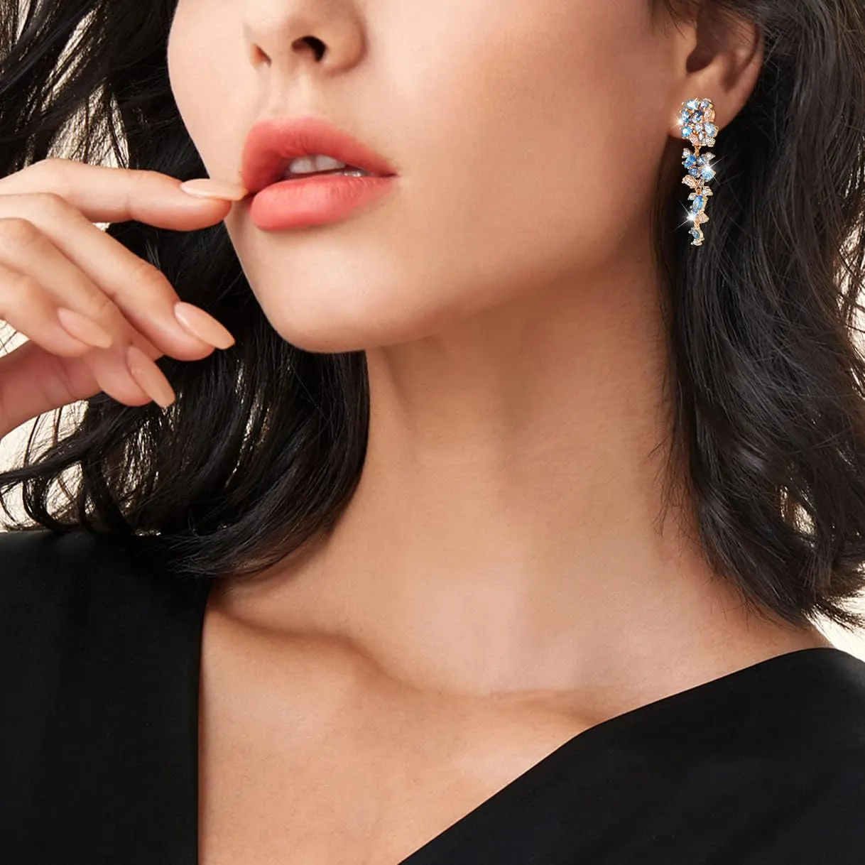 Dangle Earrings for WomenCrystal Drop Earrings Zirconia Rhinestone Dangling Earrings for Women Prom Party Jewelry GiftsDangle Fashion Jewelry Crystal Earrings for Women and Girls