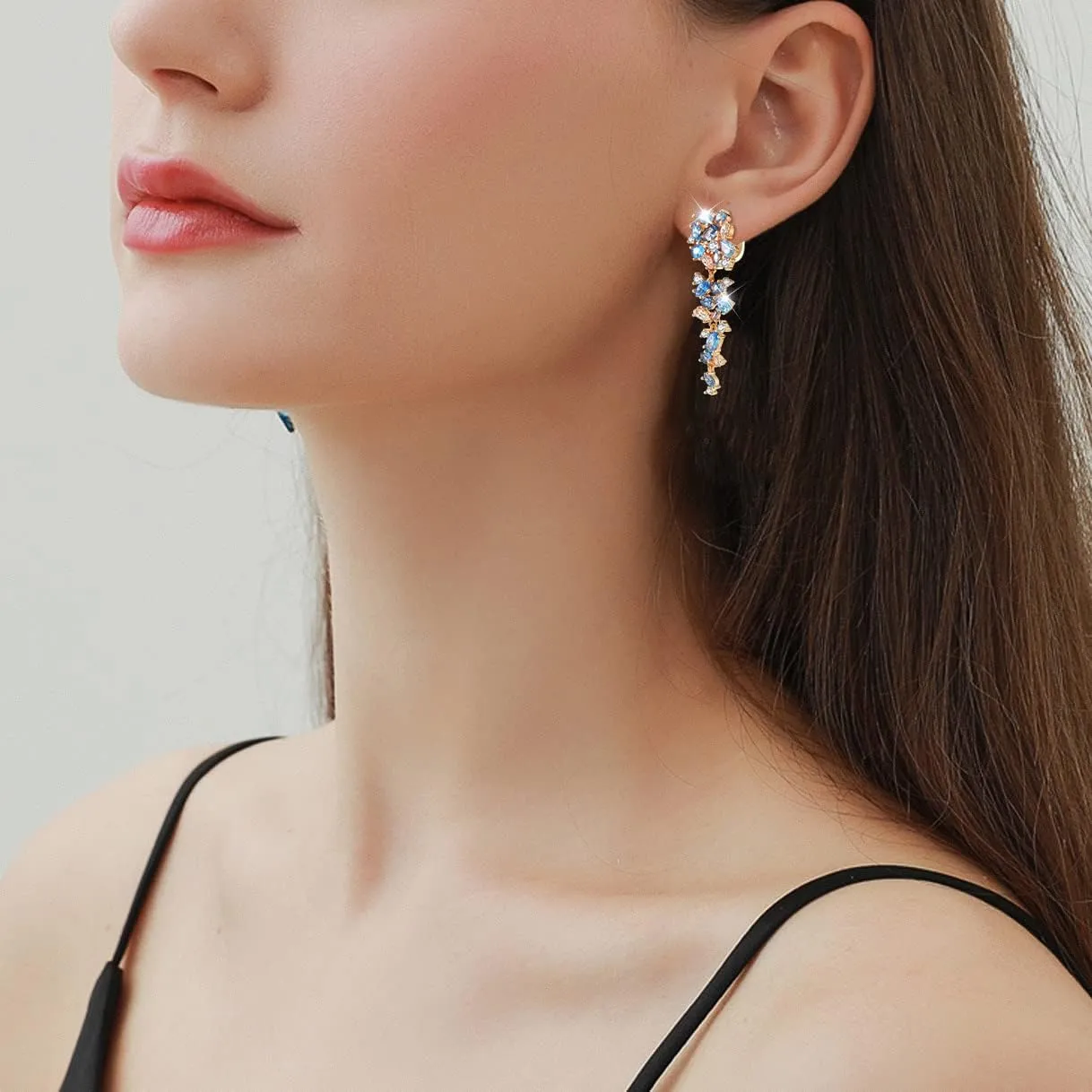 Dangle Earrings for WomenCrystal Drop Earrings Zirconia Rhinestone Dangling Earrings for Women Prom Party Jewelry GiftsDangle Fashion Jewelry Crystal Earrings for Women and Girls