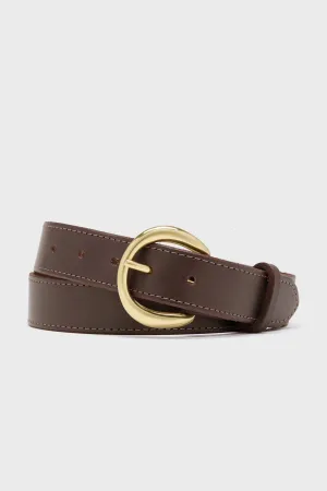 Dark Brown Custom 1" Bridle Leather Belt with Name Plate