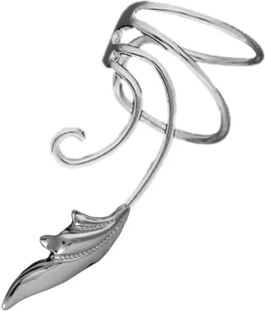 Delicate Leaf 925 Sterling Silver Non-Pierced Wave Left Ear Cuff Earring