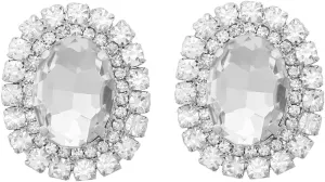 Delicate Oval Rhinestone Stud Earrings for Women Girls Cubic Zirconia Full of Crystal Statement Studs Earring Sparkling Jewelry Gifts Birthday