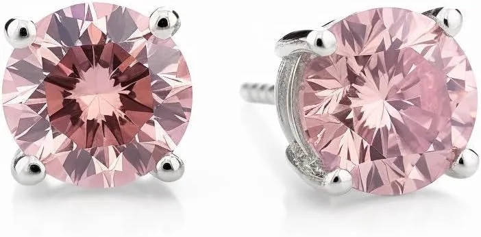 Diamond Earrings For Women, Diamond Stud Earrings For Men, 14k White Gold 1ct - 2 carat Princess, Heart, Round Cut Screw Back Earrings VVS1 D-E Color [Simulated Diamond] Fox Jewelry Co
