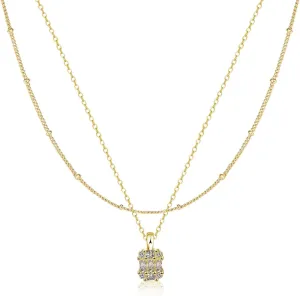 Diamond Pendant Necklace for WomenLayered Necklace Dainty Gold Necklace 14K Gold Plated Stacked Paperclip Bead Herringbone Snake Chain Choker Necklaces Small Simple CZ Necklace Gold Jewelry