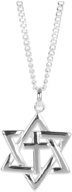 Dicksons House Of David Intricate Star Cross Silver-Plated 24-Inch Pendant Necklace