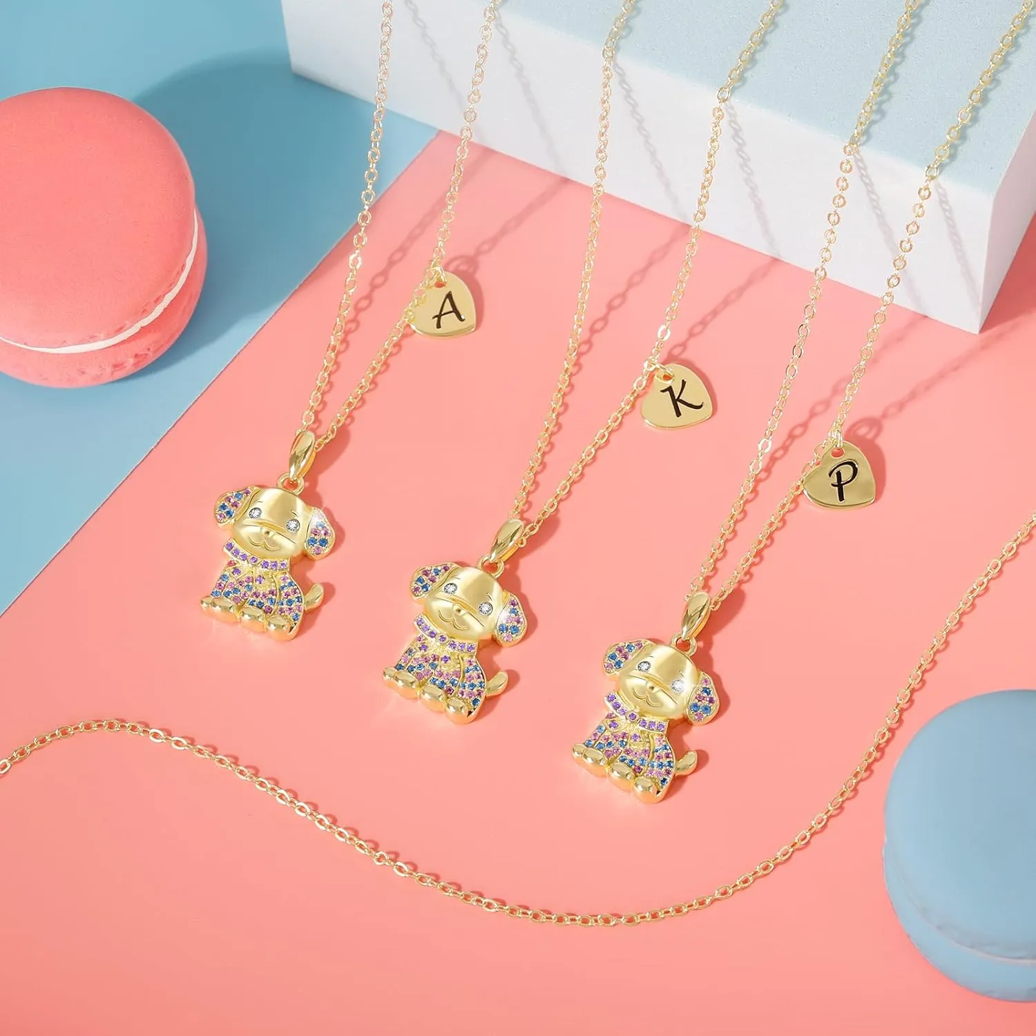 Dog Lovers Gifts for Girls, Mom, Women, Gold Plated Birthstone Necklaces Pendant, Birthday, Christmas Gift