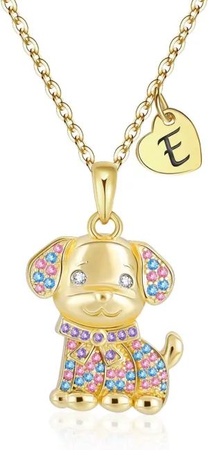 Dog Lovers Gifts for Girls, Mom, Women, Gold Plated Birthstone Necklaces Pendant, Birthday, Christmas Gift