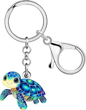 DUOWEI Acrylic Cute Sea Turtle Keychain Key Ring Gifts for Women Girls Beach Lovers Car Keys Wallet Animal Tortoise Accessory