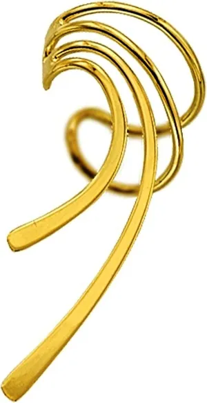 Ear Charms Original Long Wave Ear Cuff a Delicate Non-pierced Earring Wrap/Jacket Single Left Gold over Sterling Silver