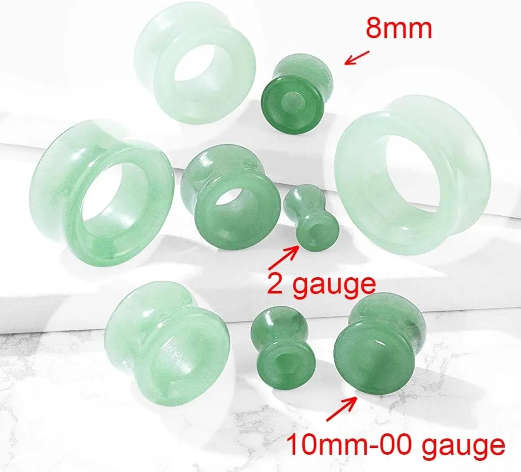 Ear Gauges SoScene Center Hole Jade Organic Stone Ear Plugs Sold in Pairs