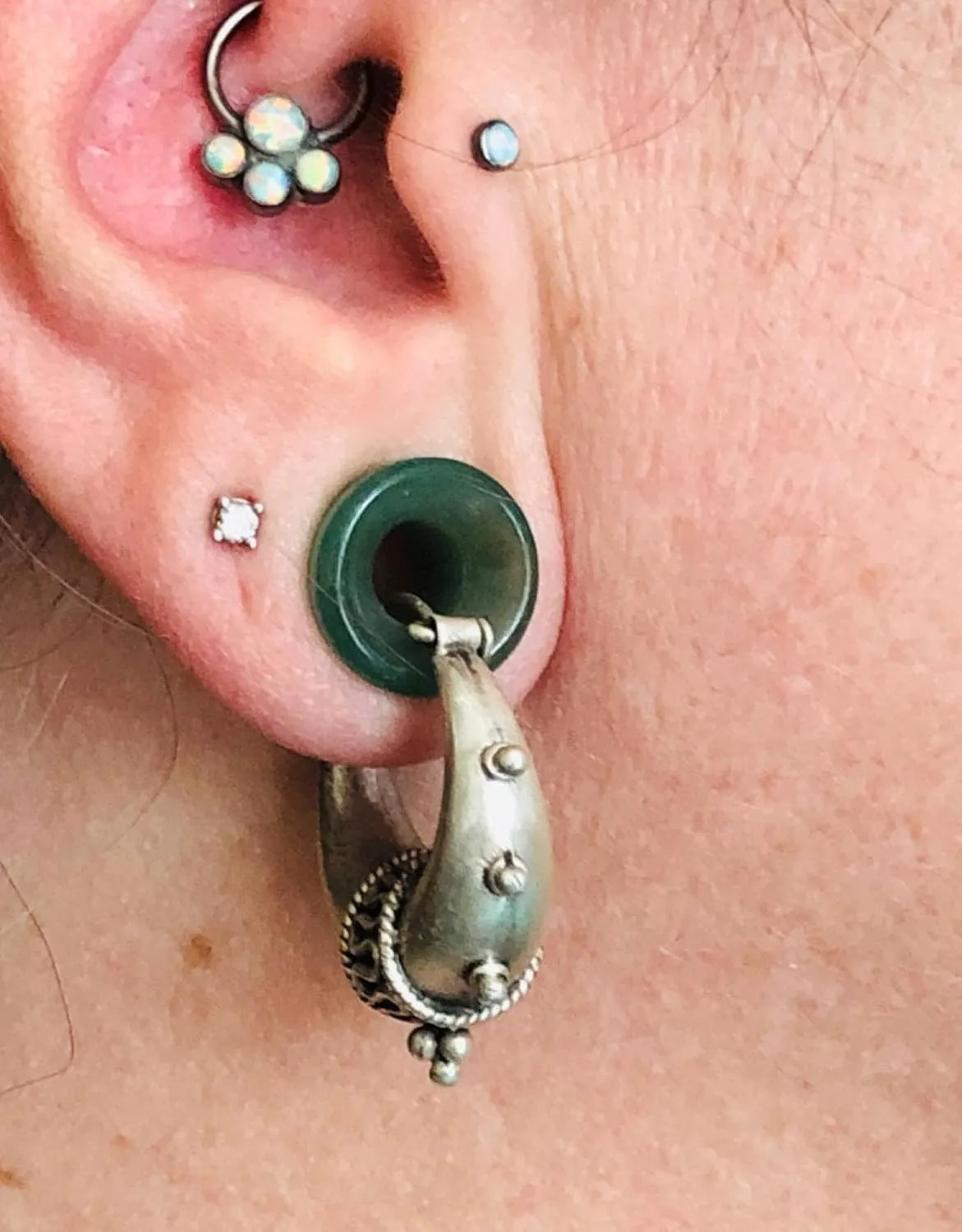 Ear Gauges SoScene Center Hole Jade Organic Stone Ear Plugs Sold in Pairs