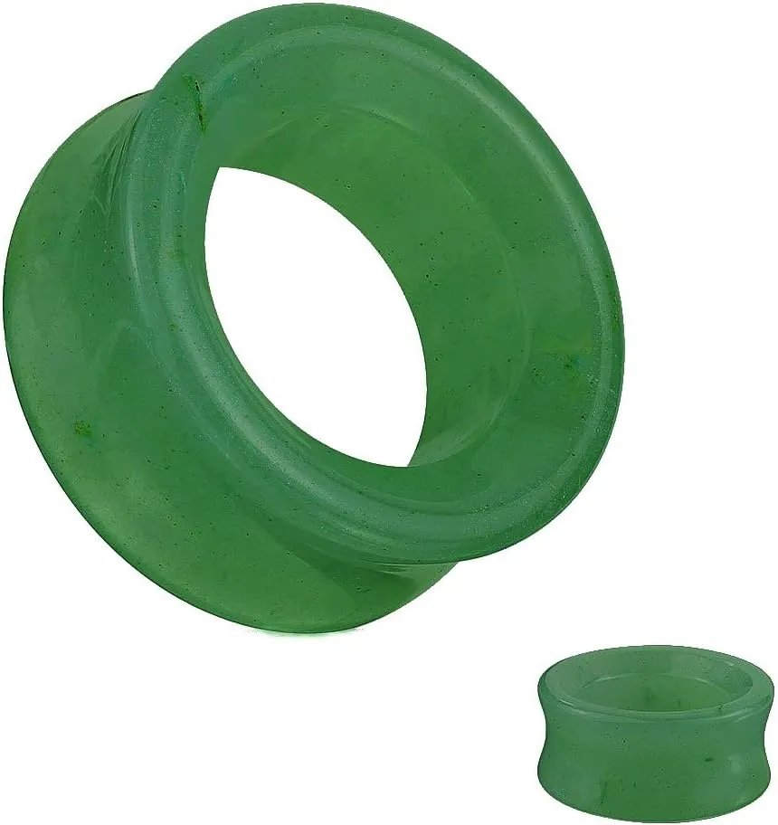 Ear Gauges SoScene Center Hole Jade Organic Stone Ear Plugs Sold in Pairs