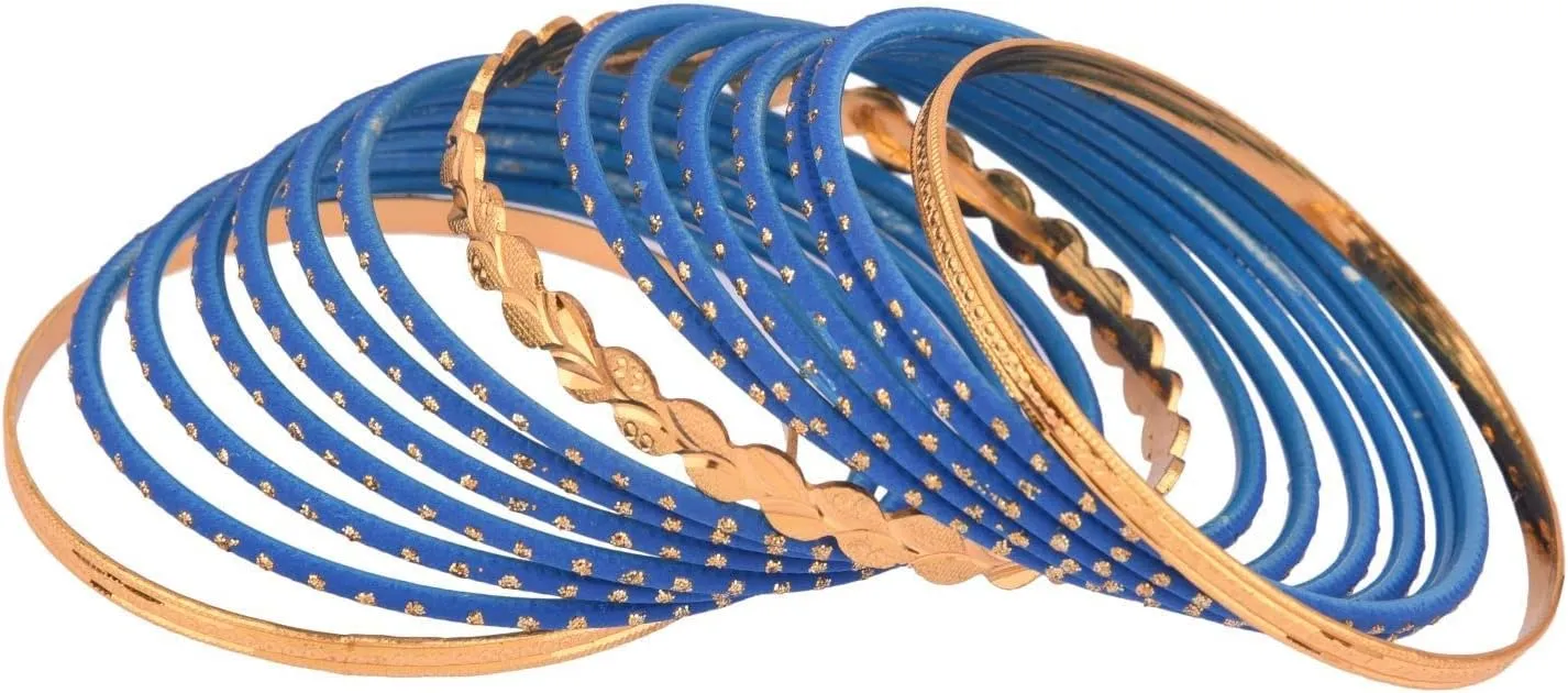 Efulgenz Indian Bridal Bangle Set for Wedding Gold Tone Leaf Shape Engraved Bracelet Bangle with TextuDotted Dozen Metal Bangles Traditional Indian Bangles for Women Bollywood Fashion Jewelry