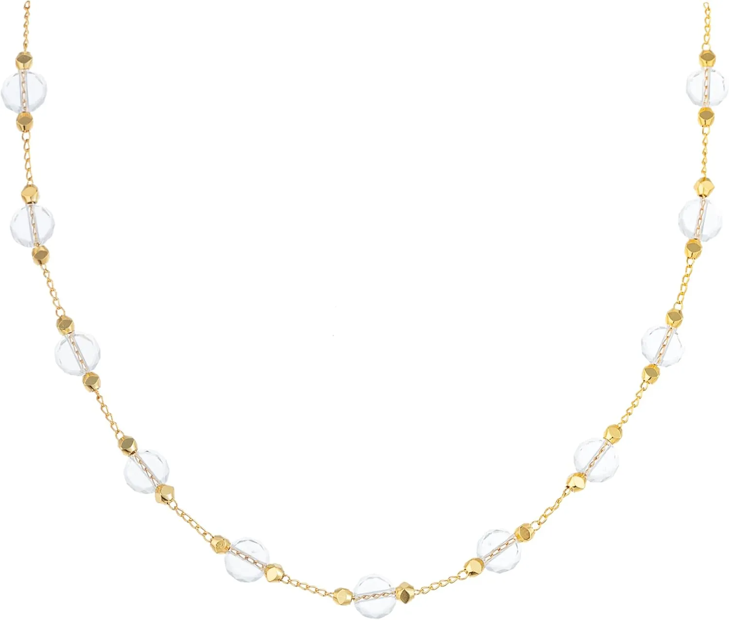 Enjinkail 18K Gold Plated Choker Necklaces for Woman, Beaded Crystal & Layered Minimalist Station Necklace, Adjustable Dainty Gold Jewelry Gift for Valentines Day Birthday Mothers Day Everyday Wear