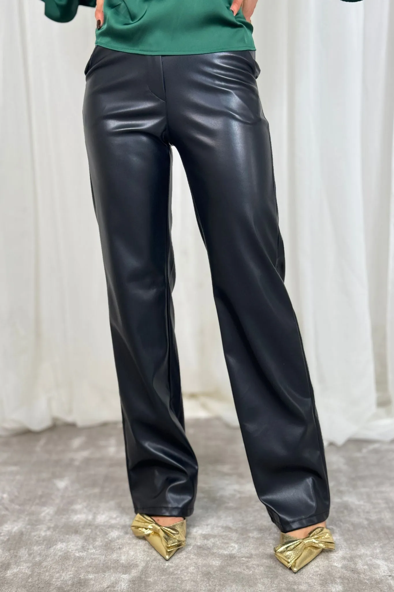 Erica Faux Leather Trousers In Black