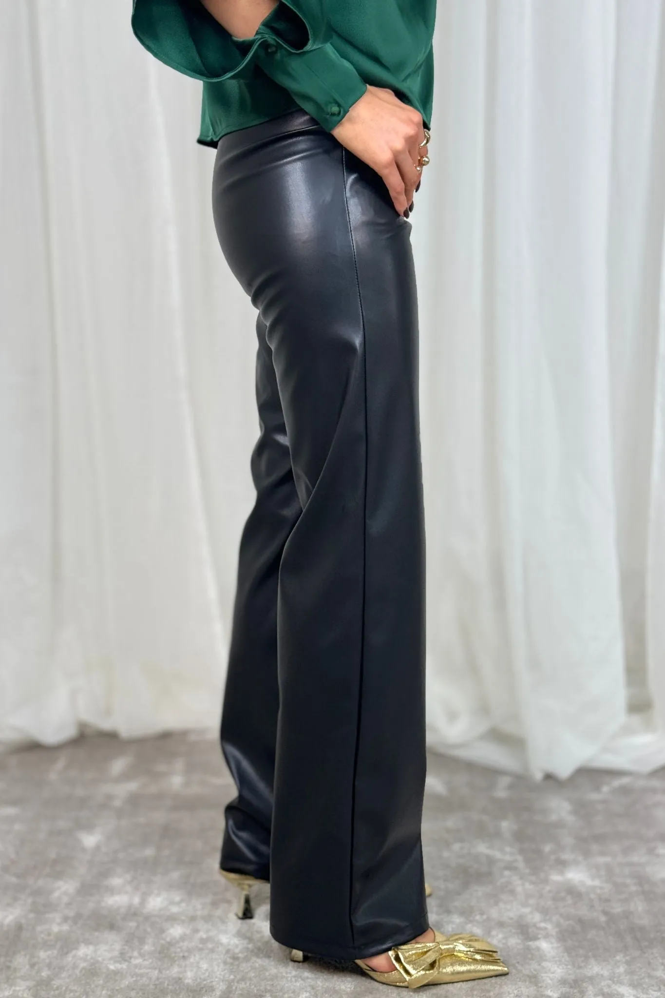 Erica Faux Leather Trousers In Black