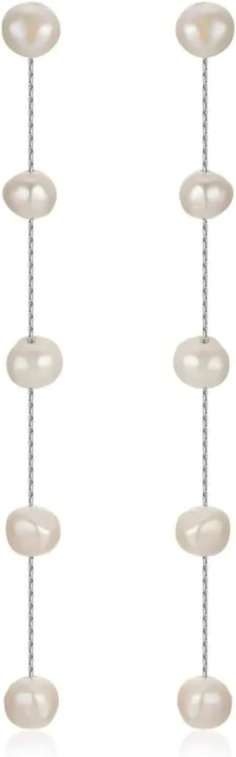 Ettika Gold Earrings For Women. Pearl Earrings, Dripping with Freshwater Pearls Delicate Drop Earrings. Jewelry, 18k Gold Plated