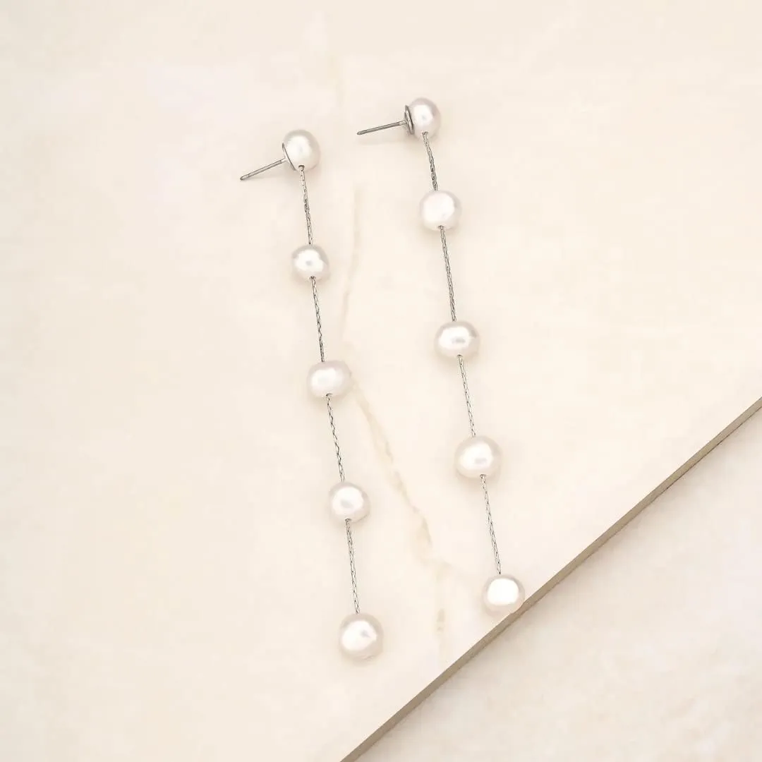 Ettika Gold Earrings For Women. Pearl Earrings, Dripping with Freshwater Pearls Delicate Drop Earrings. Jewelry, 18k Gold Plated