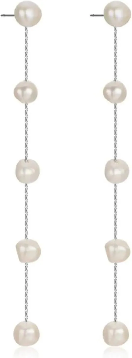 Ettika Gold Earrings For Women. Pearl Earrings, Dripping with Freshwater Pearls Delicate Drop Earrings. Jewelry, 18k Gold Plated