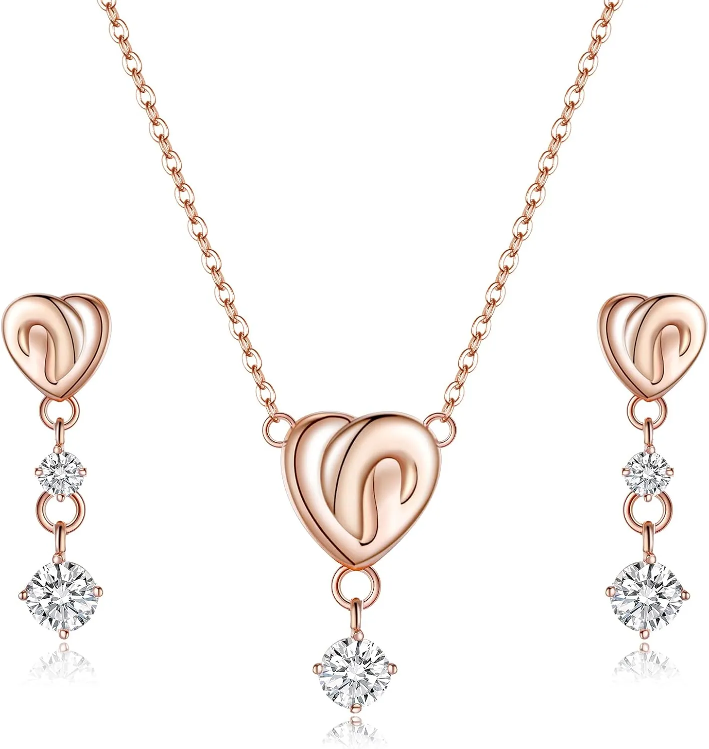 EVER FAITH Delicate Infinity Love Lifelong Heart Necklace Dangle Earrings Set,Round Cut White CZ Hypoallergenic Birthday/Valentines/Mothers Day Jewelry Gifts for Women Wife Mom