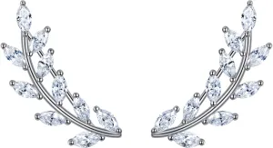 EVER FAITH Marquise Leaf Ear Cuff Wire Wrap Sweep Pins Climber Earrings 925 Sterling Silver Clear Cubic Zirconia